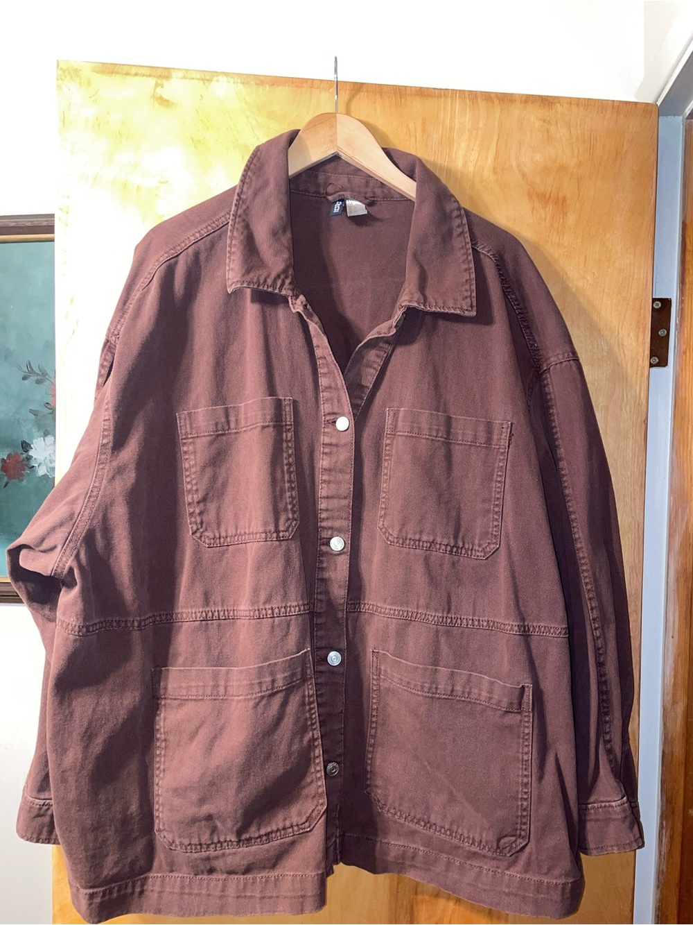H&M Men's Dark Brown Button-Front Barn Chore Jacket Coat